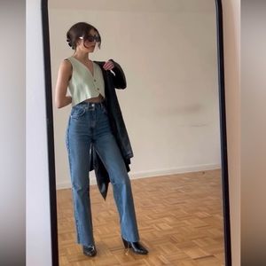 Zara blue straight leg jean